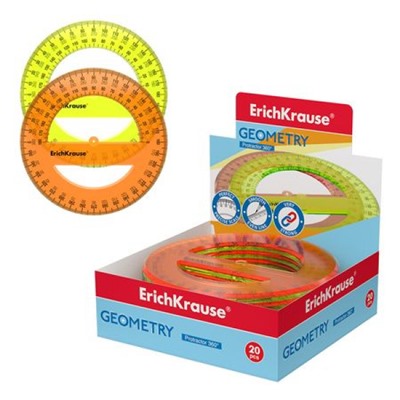 Транспортир 360 градусов 12 см 49553 Neon ассорти ErichKrause