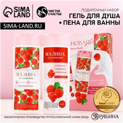Подарочный набор косметики «Вдохновляй красотой!», гель для душа и пена для ванны, 2×250 мл, аромат малины со сливками, Чистое счастье
