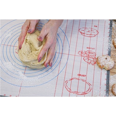 Коврик для выпечки и раскатки теста с разметкой Доляна, армированный, силикон, 60×40.5 см
