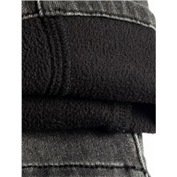 Джинсы mom-fit из эластичного денима на флисе