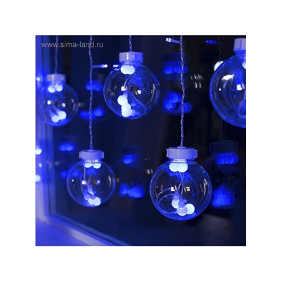 Гирлянда «Бахрома» 2.4×0.7 м с насадками «Шарики», IP20, прозрачная нить, 108 LED, свечение синее, 8 режимов, 220 В