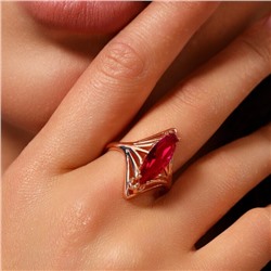 Кольцо с крупным камнем 19 р ювелирная бижутерия Дубайское золото покрытие позолота, вставка: фианит, цвет: малиновый, арт.314.600-19