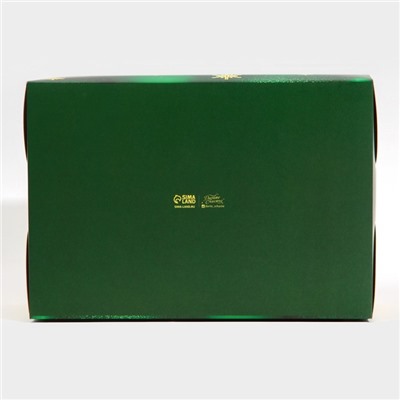 Коробка для капкейка «Зелёный фотографичный Новый год», 23×16×10 см