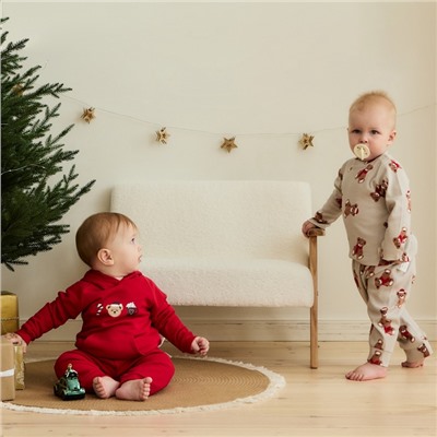 Костюм детский (кофта, штаны) «Крошка Я. Новогодние медвежата», рост 92-98 см