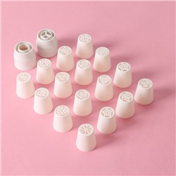 Набор насадок кондитерских, d=3.5 см, 16 шт., 2 адаптера, цвет МИКС