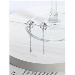 Серьги-пусеты с цепочками из серебра родированные 2-040р