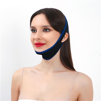 Маска текстильная против храпа, эластичная, на липучке, чёрная, синяя