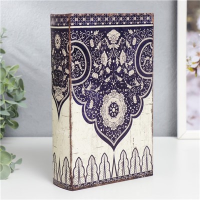 Шкатулка книга - сейф «Марокканские узоры», дерево, искусственная кожа, синий, 21×13×5 см