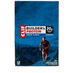Clif Bar, Builder's Protein, протеиновый батончик, со вкусом печенья с кремом, 12 батончиков, 68 г (2,40 унции) каждый