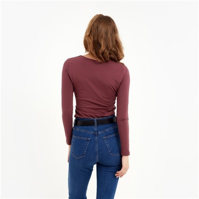Лонгслив женский MINAKU: Basic line, бордовый, размер 44