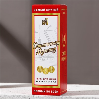 Гель для душа водка «Отличному мужику», 250 мл, аромат клюквы, Чистое счастье
