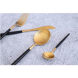 Столовые приборы Magistro «Фолк», 4 предмета, нержавеющая сталь, золотистые, чёрные