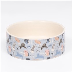 Миска керамическая «Абстракция котов» 300 мл - 11.5×11.5×5 см, голубая/белая