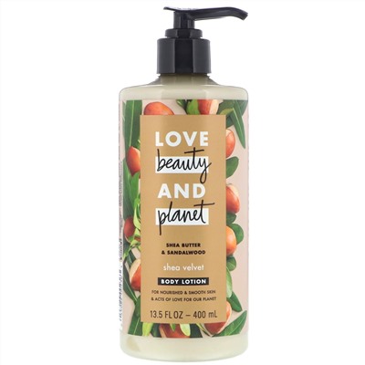 Love Beauty and Planet, Лосьон для тела Shea Velvet, «Масло ши и сандал», 400 мл