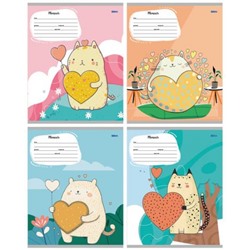 Тетрадь  12л  1 класс косая линия "КОТИК И СЕРДЕЧКО" 12-5371 Проф-Пресс