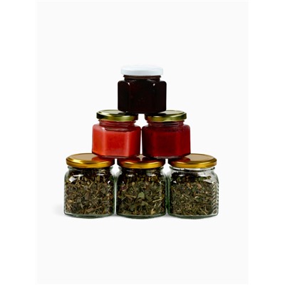 Подарочный набор новогодний «Уютного года» крем-мёд 2 шт. × 120 г, варенье 100 мл., чай 3 шт. × 25 г