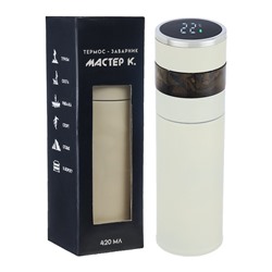 УЦЕНКА Термос — заварник "Мастер К", 420 мл, с термометром, сохраняет тепло до 12 ч, белый 1100299