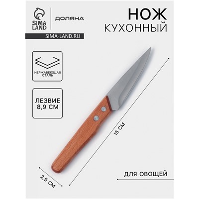 Нож кухонный для овощей Доляна «Усадьба», лезвие 8.9 см, нержавеющая сталь