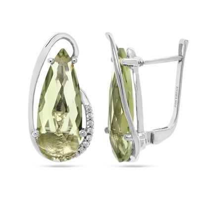 Серьги из серебра зеленый аметист, Волна