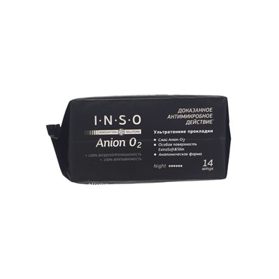 Прокладки ночные с крылышками, INSO Anion O2, 14 шт.
