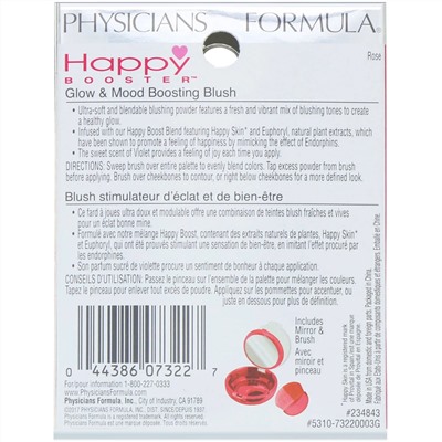 Physicians Formula, Happy Booster, Glow & Mood Boosting Blush, Rose, 0.24 oz (7 g)