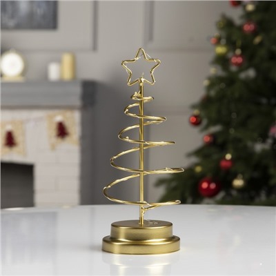 Светодиодная фигура «Ёлка золотистая» 12×25×12 см, металл, батарейки АААх3 (не в комплекте), свечение тёплое белое