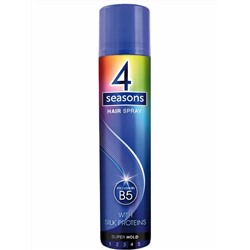Лак для волос 4 Seasons, 4 Super Hold Суперсильная фиксация, (Pro-Vitamin B5, Silk Proteins), 265 мл
