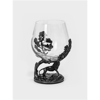 Бокал для коньяка «Лев», 310 мл, 8.3×2.3, стекло, прозрачный, серебряный