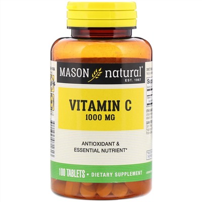 Mason Natural, Витамин С, 1000 мг, 100 таблеток