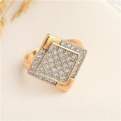 Кольцо 20 р ювелирная бижутерия Дубайское золото покрытие позолота, вставка: фианиты, цвет: прозрачный, арт.216.445-20