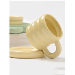 Горшочек для запекания Доляна «Зефир», 250 мл, 15×10.5×6.3 см, с ручками, с крышкой, керамика, жёлтый