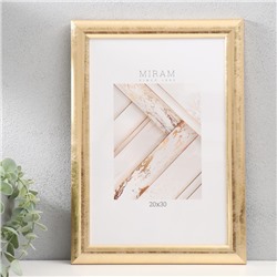 Фоторамка для фото 20×30 см «МИРАМ», пластик, под золото, (пластиковый экран)
