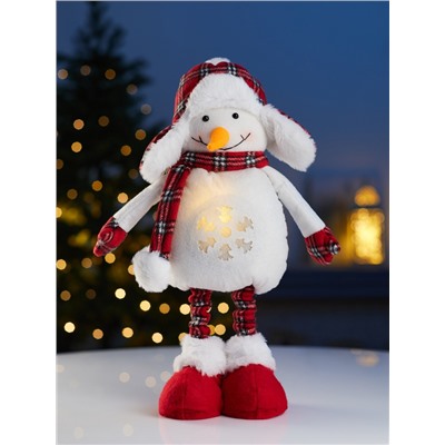 Фигура текстиль «Снеговик» 40-60 см, телескопические ножки, 1 LED, от батареек LR1130×3, свечение тёплое белое