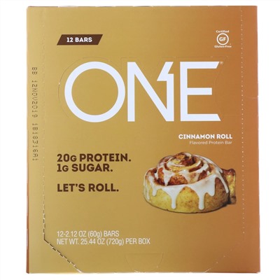 One Brands, ONE Bar, Cinnamon Roll, 12 Bars, 2.12 oz (60 g) Each
