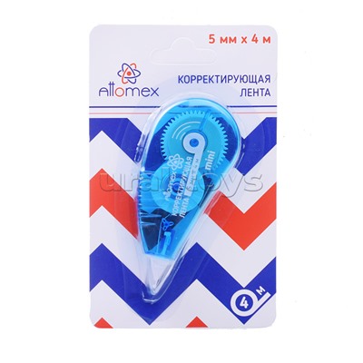 Корректирующая лента 5 ммx04 м, синий прозрачный корпус, фронтальный аппликатор, в картонном блистере