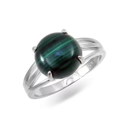 Кольцо из серебра малахит, МЦВ51