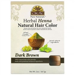 Okay Pure Naturals, Натуральная краска для волос из травяной хны, темно-коричневый, 56,7 г (2 унции)