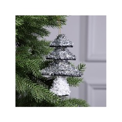 Светодиодная фигура из мишуры «Елочка серебристая» 17×13 см, 10 LED, батарейки AG10×3 (в комплекте), свечение тёплое белое