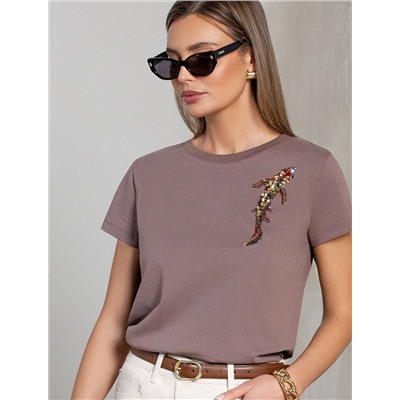 Нарядная футболка с принтом пайетками