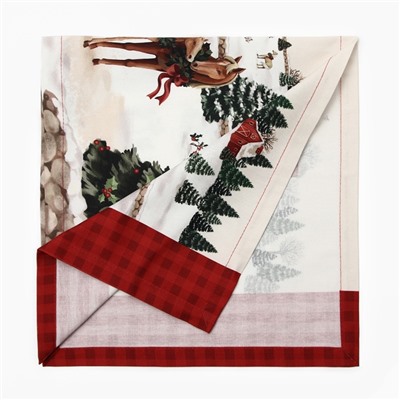 Дорожка на стол Этель «Лошадки» 30×70 см, 100% хлопок, саржа 190 г/м², бежевая/красная