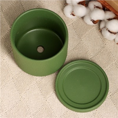 Горшок для цветов «Мина», 11×11×10 см, керамический, с поддоном, зелёный