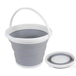 Ведро силиконовое, складное, круглое, 10л, серое