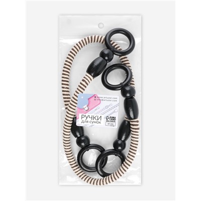 Ручки для сумки, 2 шт., вощёный шнур, 46±1×4.5 см, чёрные