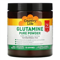 Country Life, чистый глутамин в виде порошка, 5000 мг, 275 г (9,7 унции)