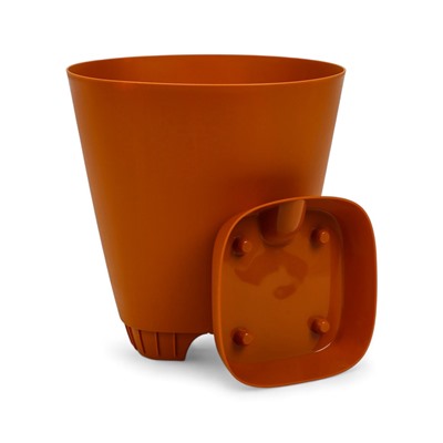 Горшок для цветов «Гранд», 8 л, d=24 см, h=25 см, пластиковый, с прикорневым поливом, коричневый