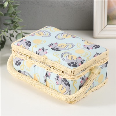 Шкатулка для рукоделия и шитья «Котята на клубках», хранение ниток, иголок, мелочи, 18×12×9.5 см