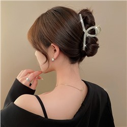 Краб металлический сияющий петелька с двумя рядами страз, 11 см.