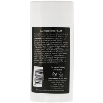 Zion Health, Bold, ClayDry, дезодорант, «Уголь и мята», 80 г (2,8 унции)