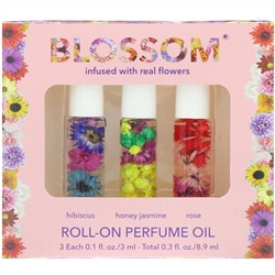 Blossom, Набор роликовых парфюмерных масел, 3 флакона, 3 мл в каждом