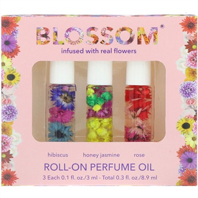 Blossom, Набор роликовых парфюмерных масел, 3 флакона, 3 мл в каждом